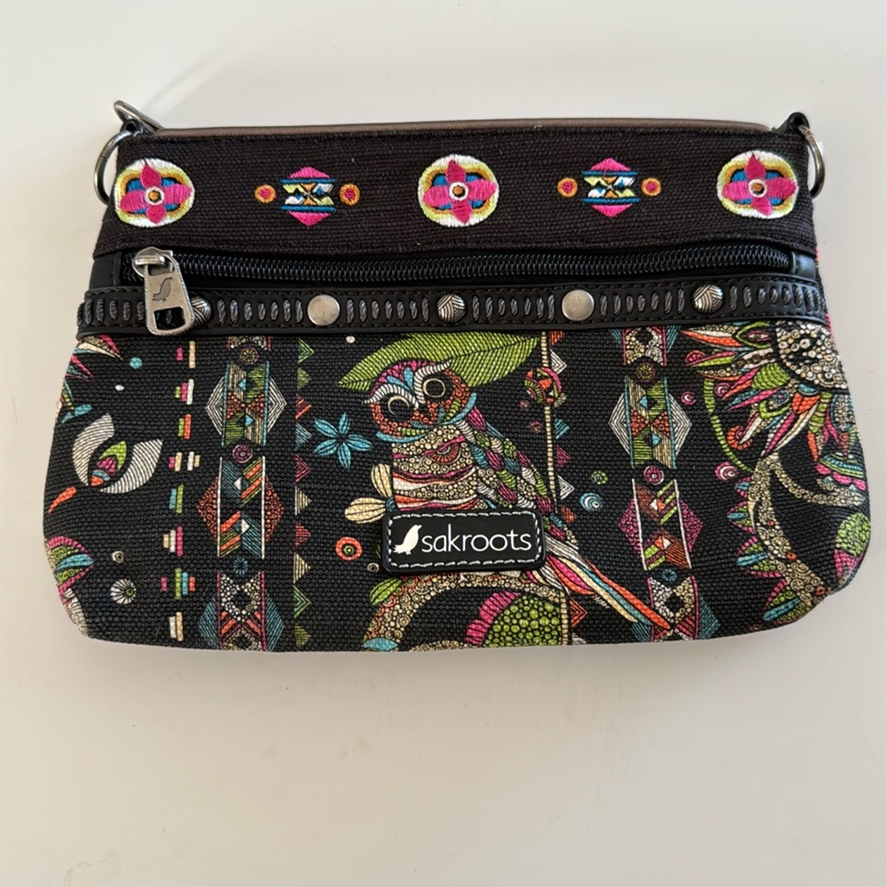 SAKROOTS Boho Owl Purse Missing Crossbody Strap New without Tags